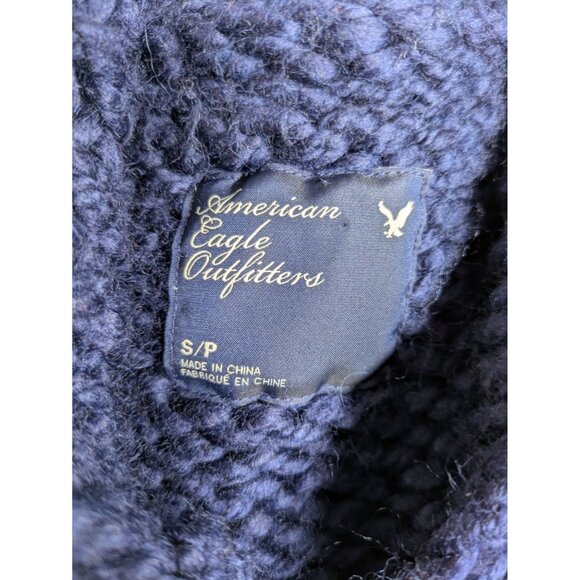 American Eagle Women's chunky Wool blend knit Sweater Vest blue &white Size S - Picture 8 of 9